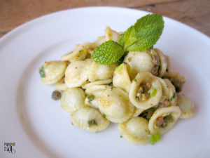 Orecchiette With Pistachios - a great flavor combo, enhanced with heaps of Parmesan. Yum!