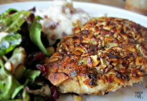 This seared almond chicken is ready in a snap! Perfect for a quick weeknight meal.